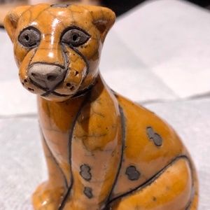 Fenix Raku - Baby Leopard Figurine